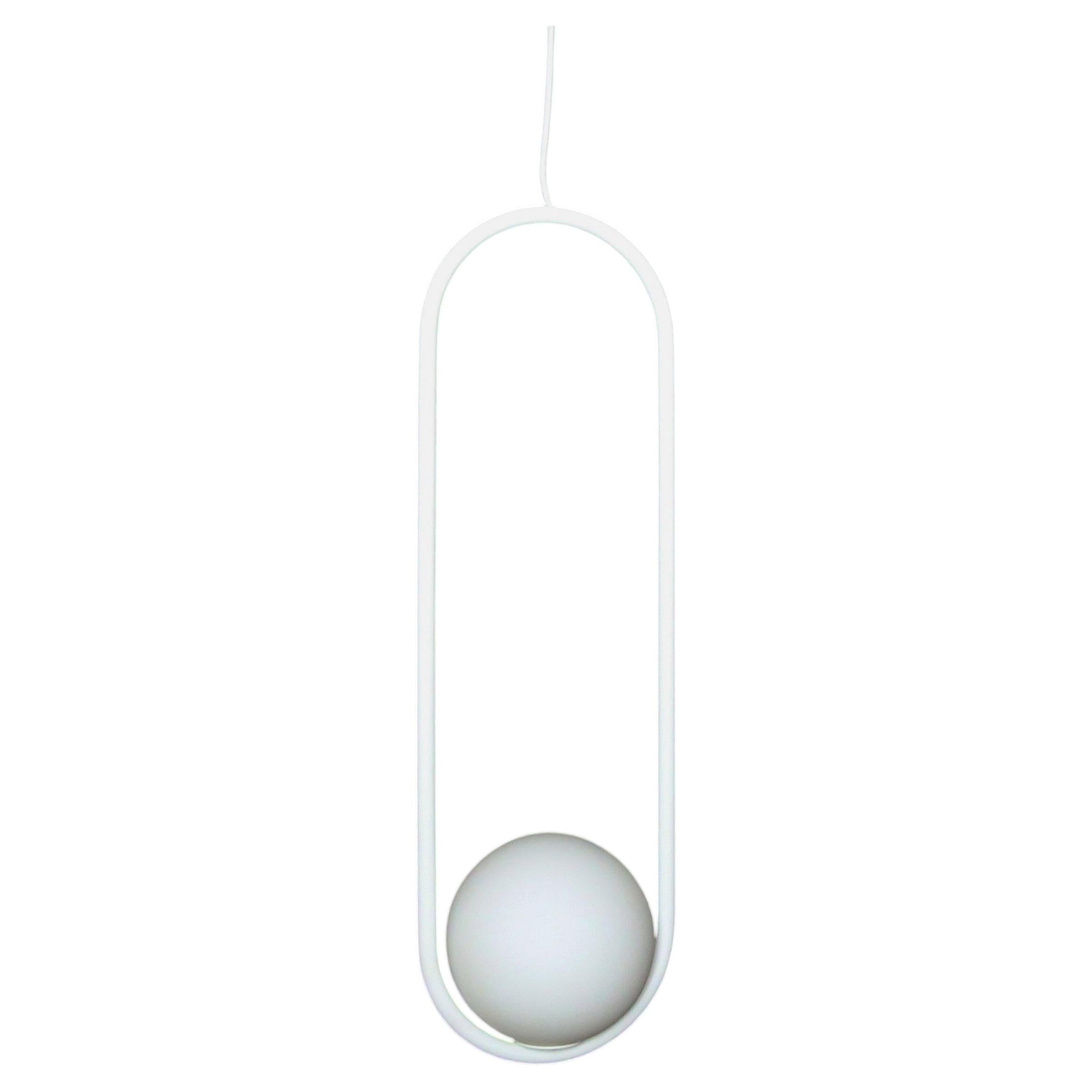 Custom White Hanging Mila Pendant by Matthew McCormick Studio For Sale