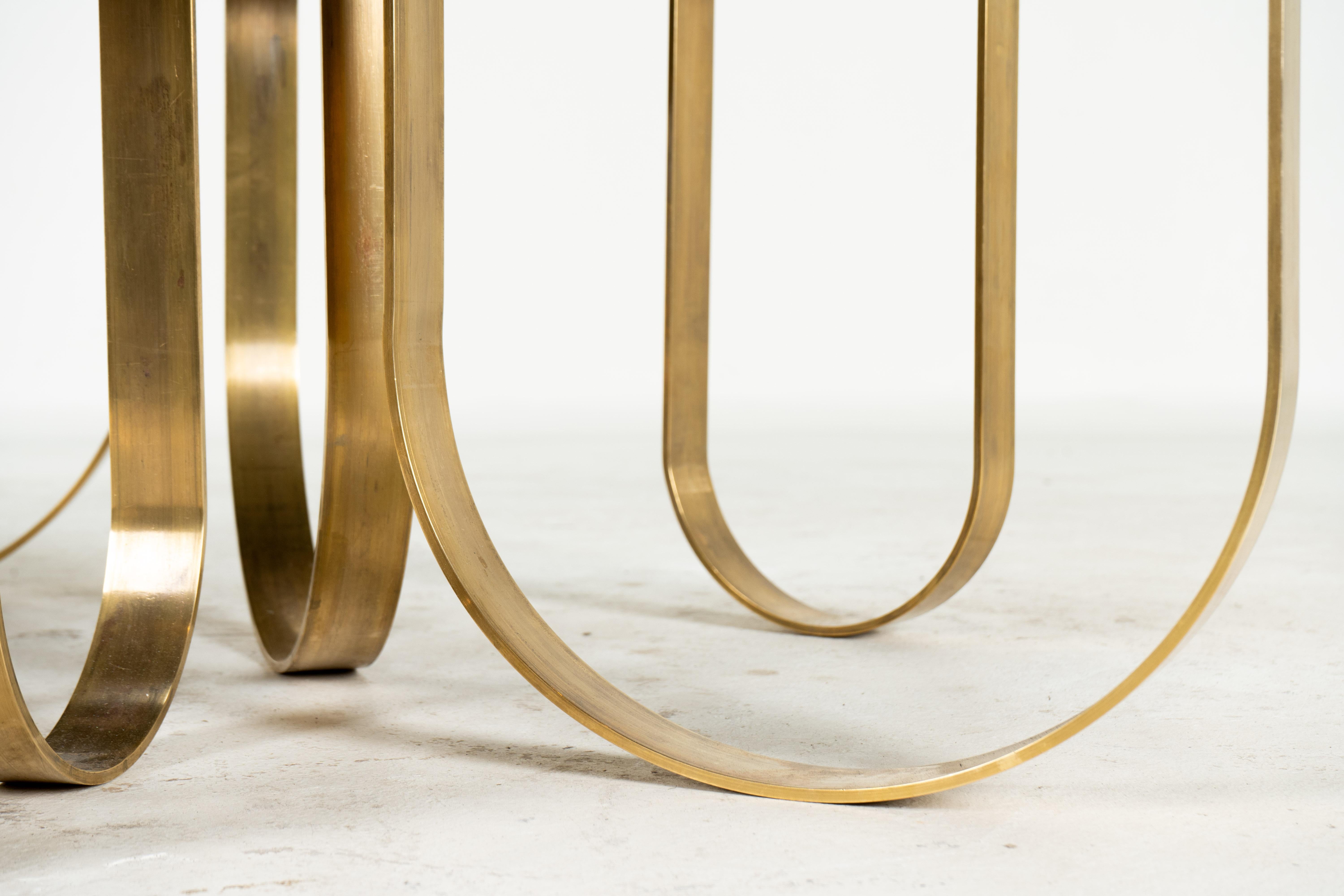 A Modern Coffee Table With Solid Brass Legs and a Black Lacquer Top In Good Condition For Sale In Chicago, IL