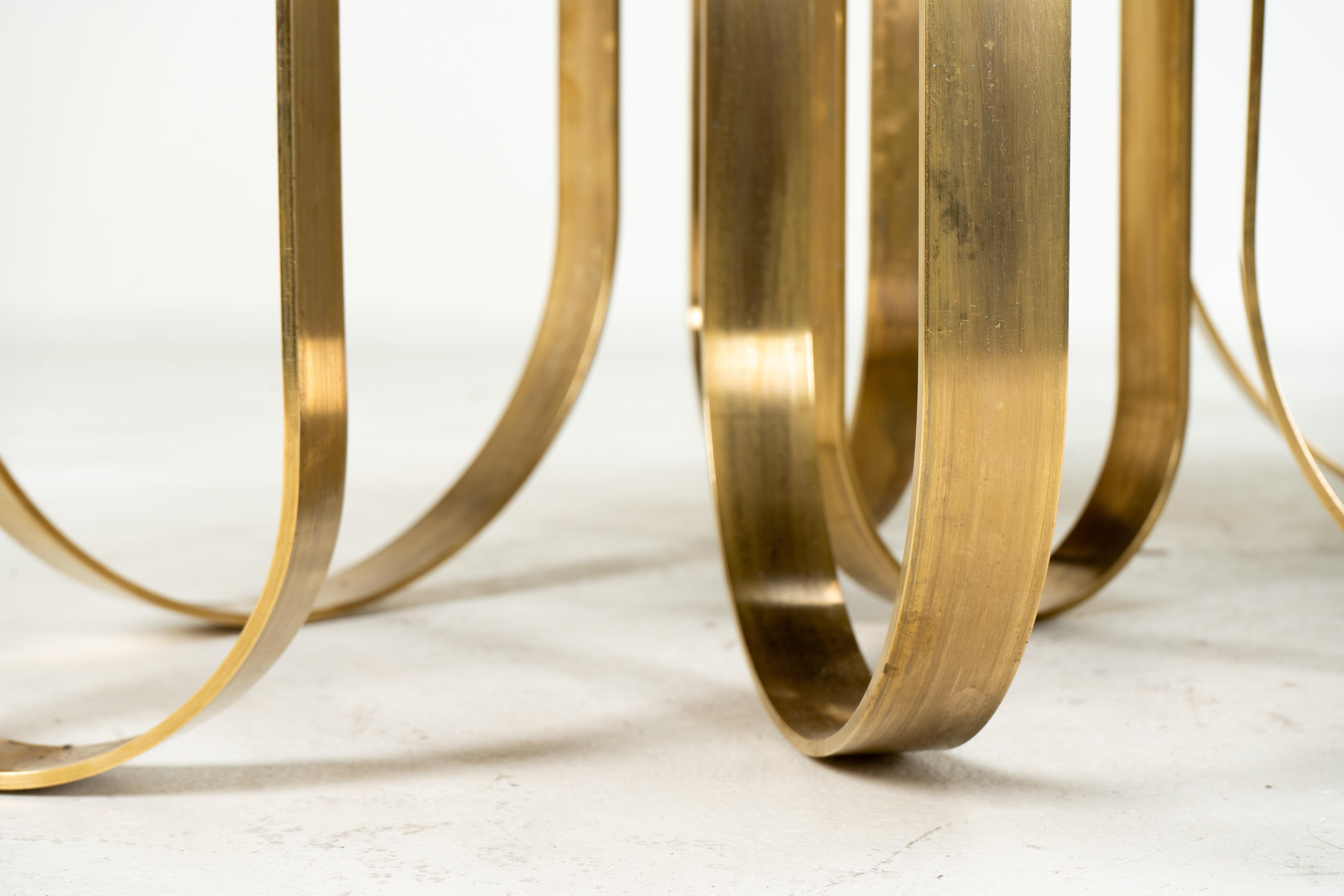 Contemporary A Modern Coffee Table With Solid Brass Legs and a Black Lacquer Top For Sale