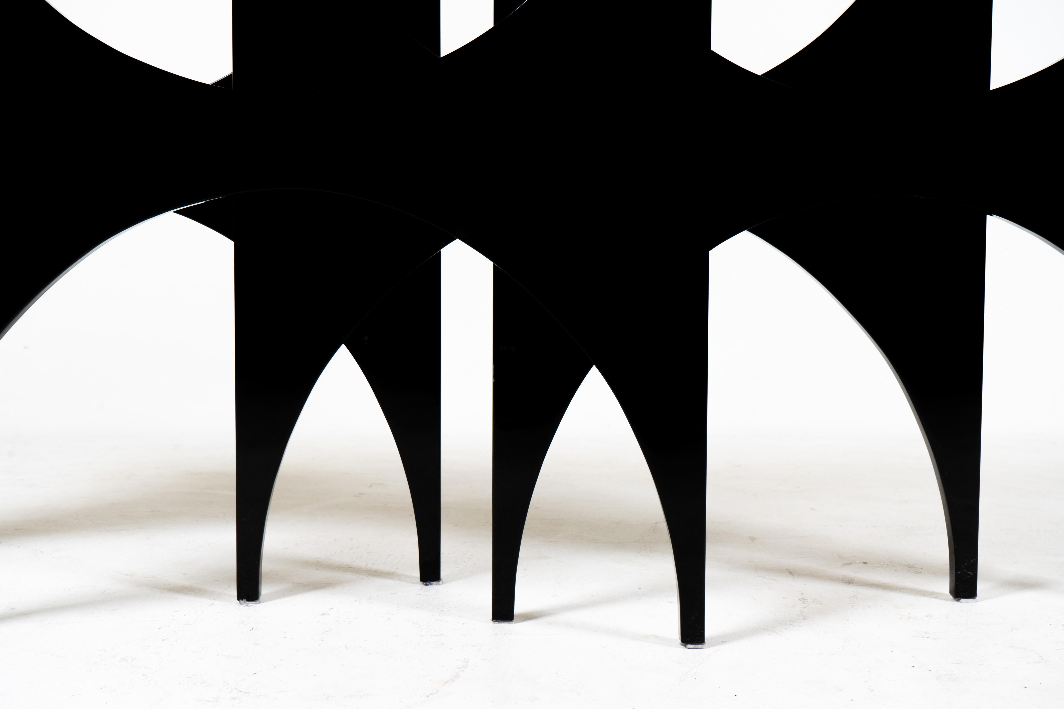 Contemporary A Modern Console Table With Lacquered Base and Black Glass Top