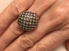 Diamond Bombe Ring Platinum and 18 Karat Gold