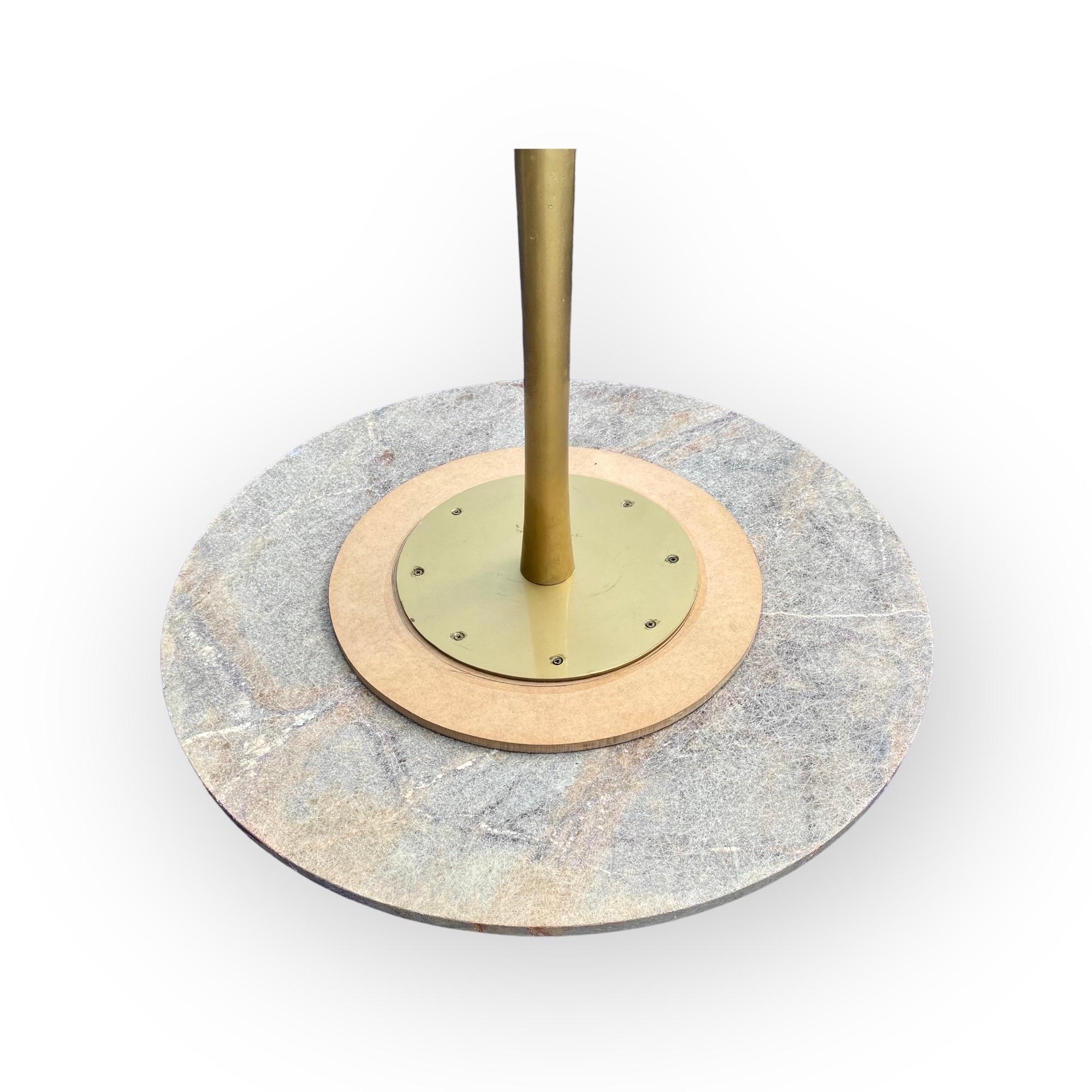 Contemporary A Modern, Eclectic Bidasar Marble And Brass Clad Iron Pedestal Table