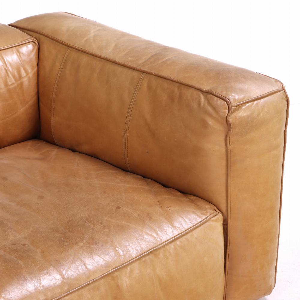 20th Century A Modern French leather sofa, C. 1975. For Sale