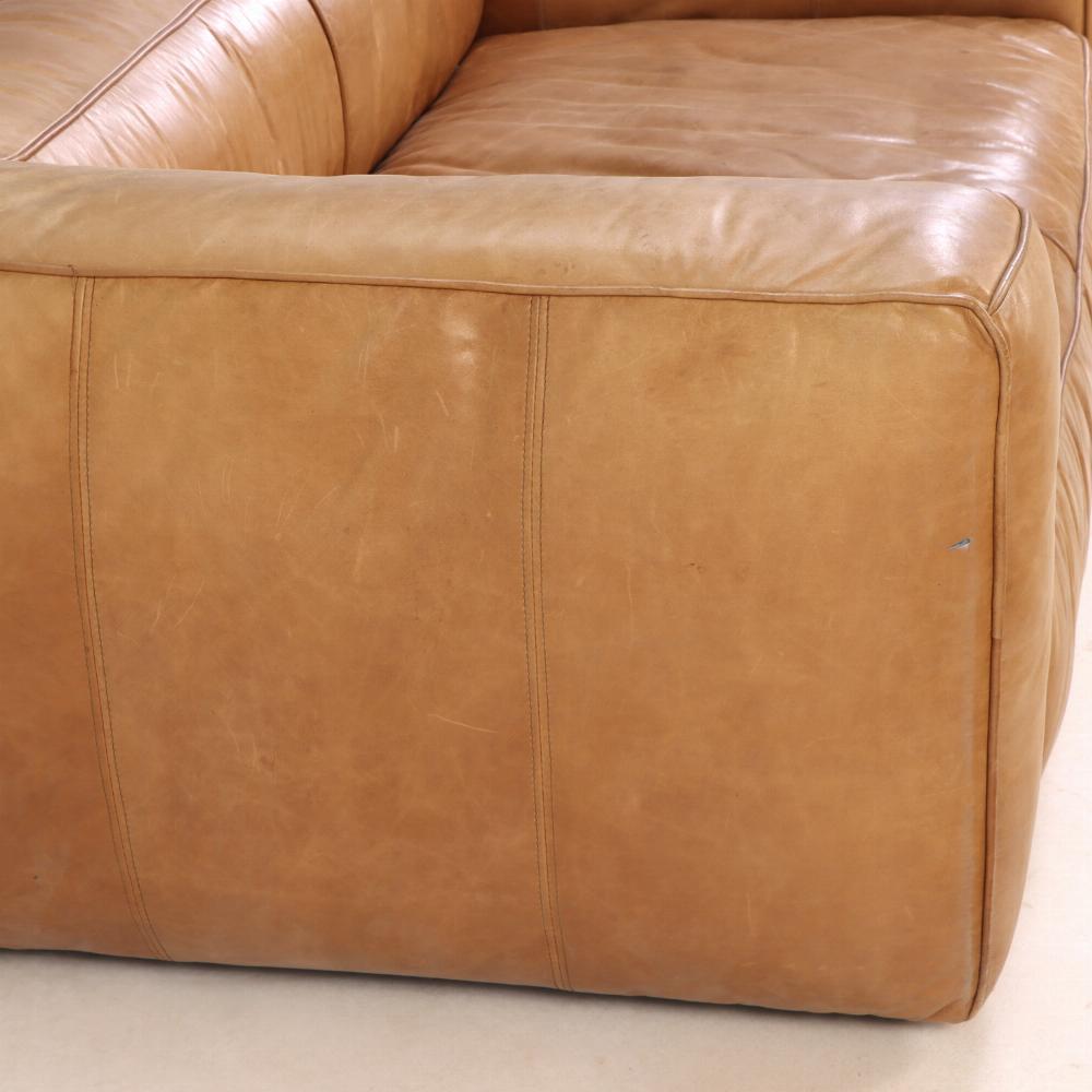 A Modern French leather sofa, C. 1975. For Sale 1