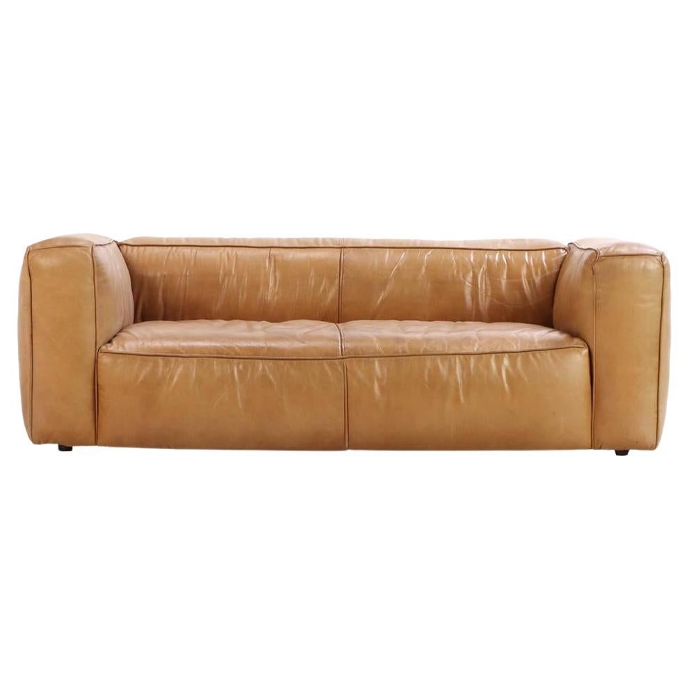 A Modern French leather sofa, C. 1975. For Sale