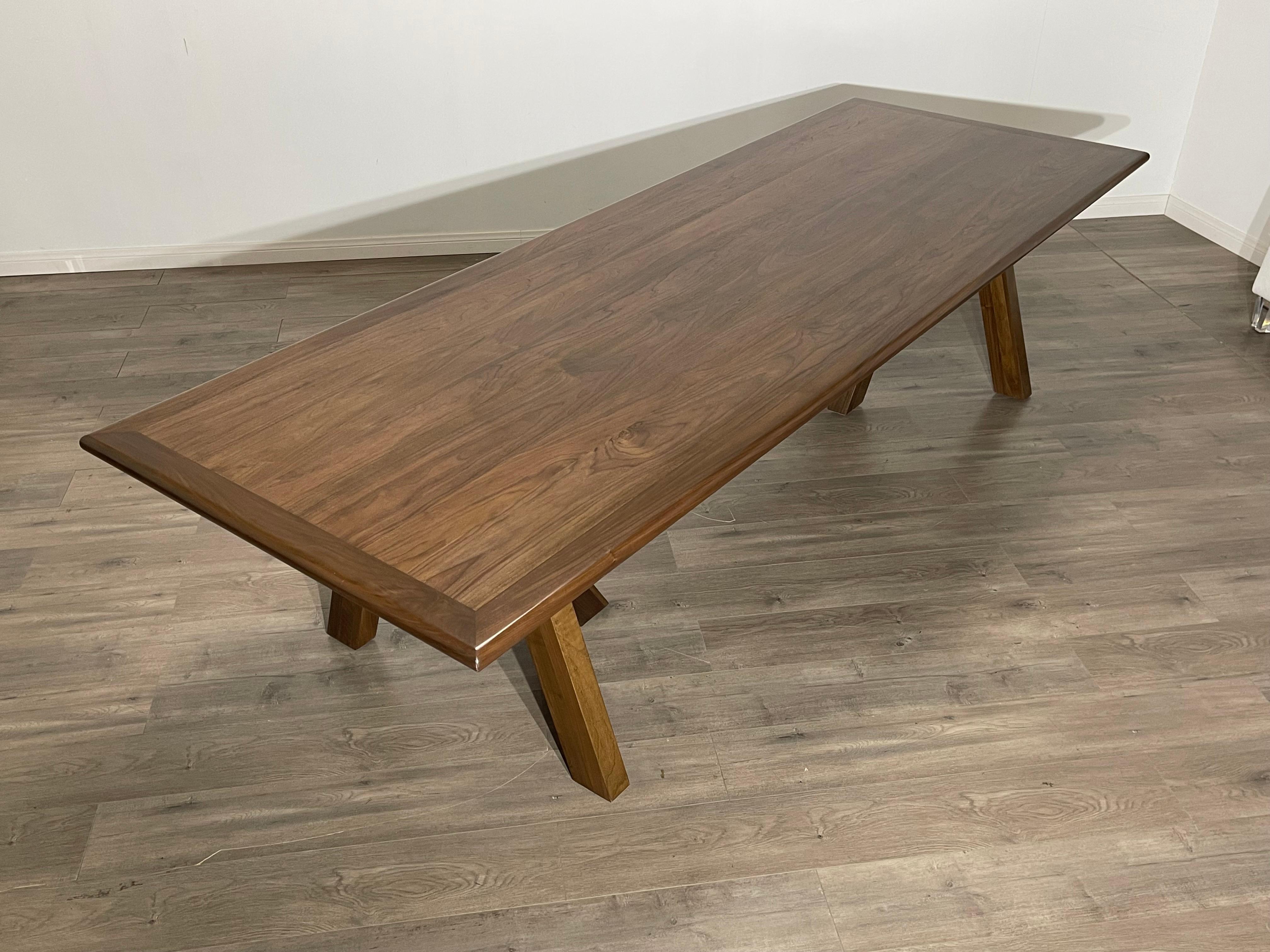 Modern Hand Carved Walnut Dining Table by Adam Michaelson In New Condition For Sale In Los Angeles, CA