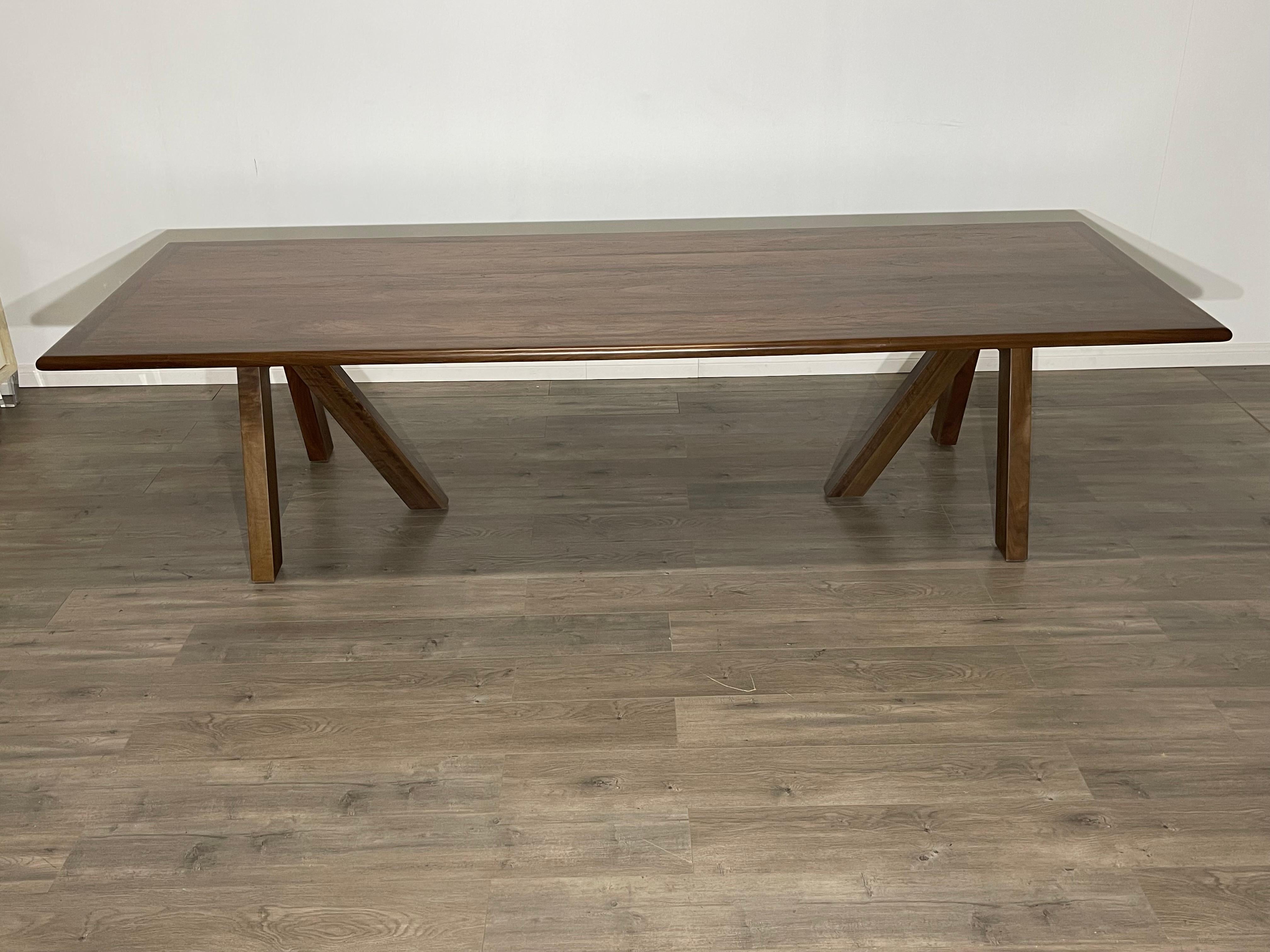 Modern Hand Carved Walnut Dining Table by Adam Michaelson For Sale 1