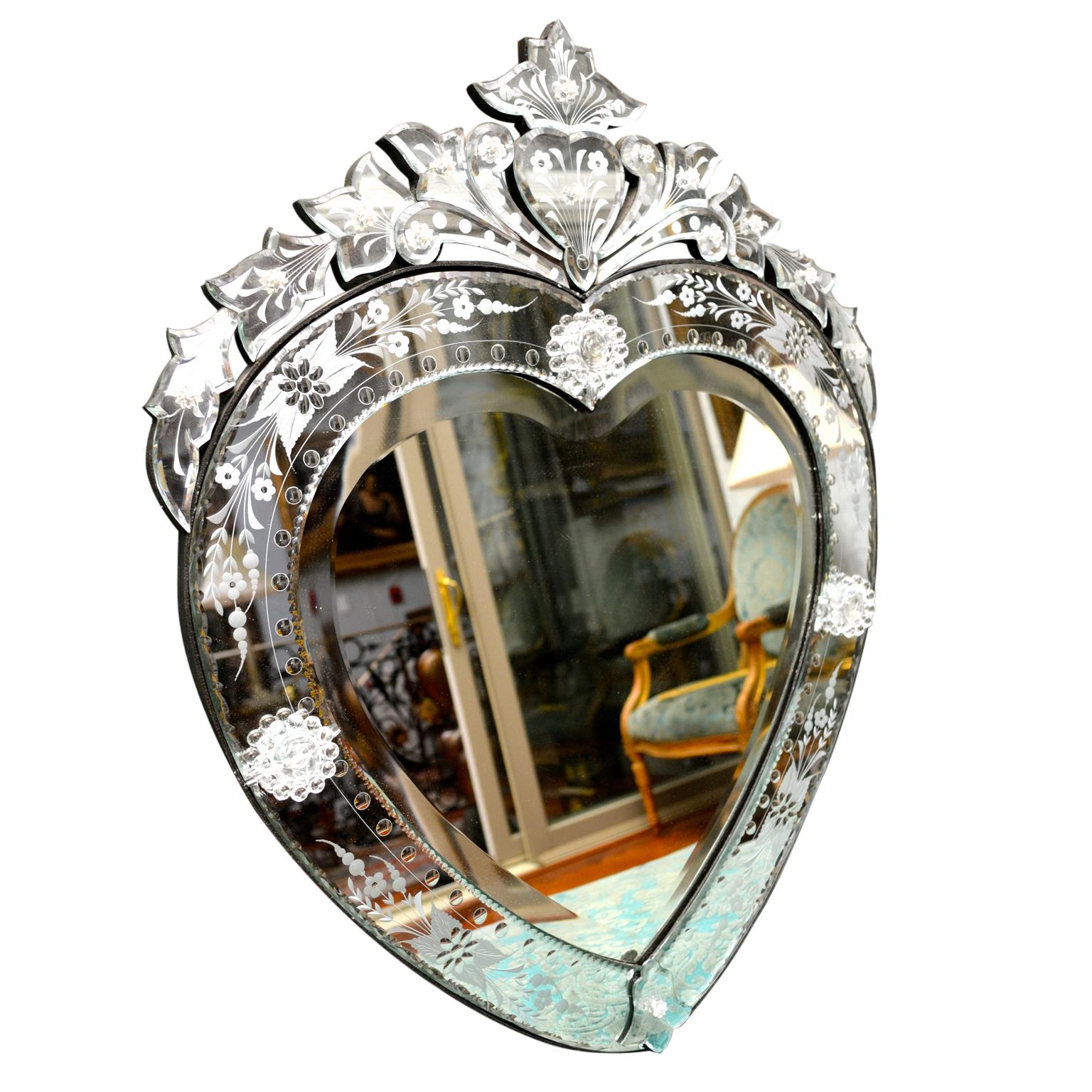heart venetian mirror