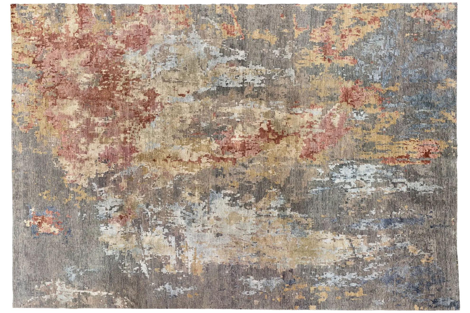 A Modern India Flächenteppich - Gelb Rot Braun (117 x 165) (Moderne) im Angebot