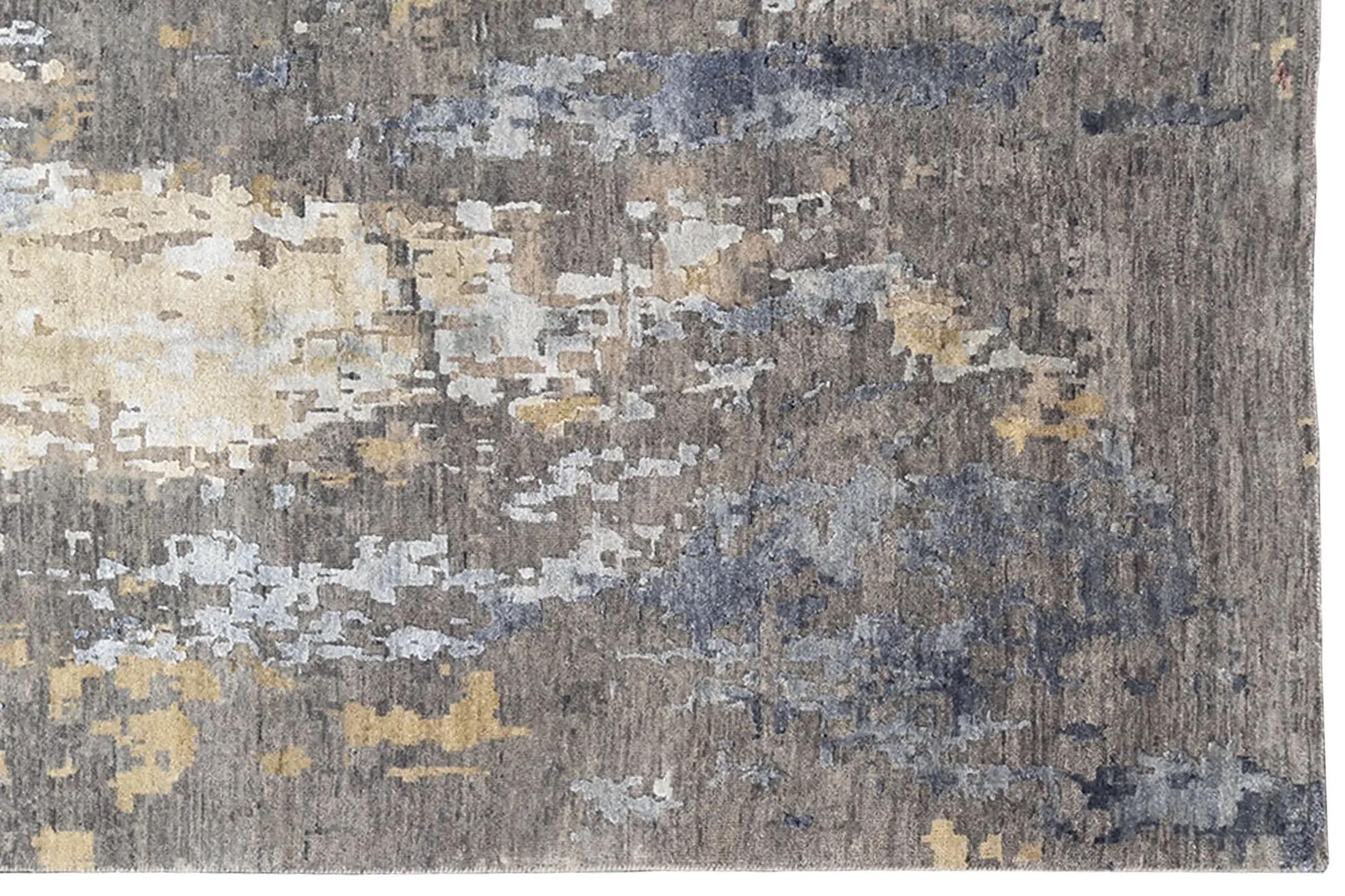 A Modern India Flächenteppich - Gelb Rot Braun (117 x 165) im Zustand „Hervorragend“ im Angebot in Dallas, TX