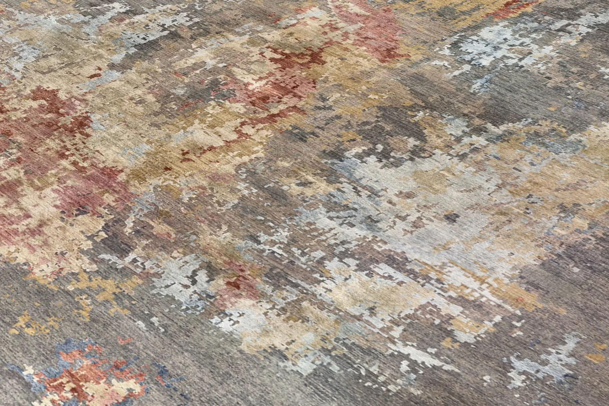 A Modern India Flächenteppich - Gelb Rot Braun (117 x 165) (Wolle) im Angebot