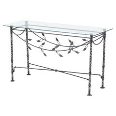 Modern Iron and Glass Console Table in the Manner of Giacometti, 20th C