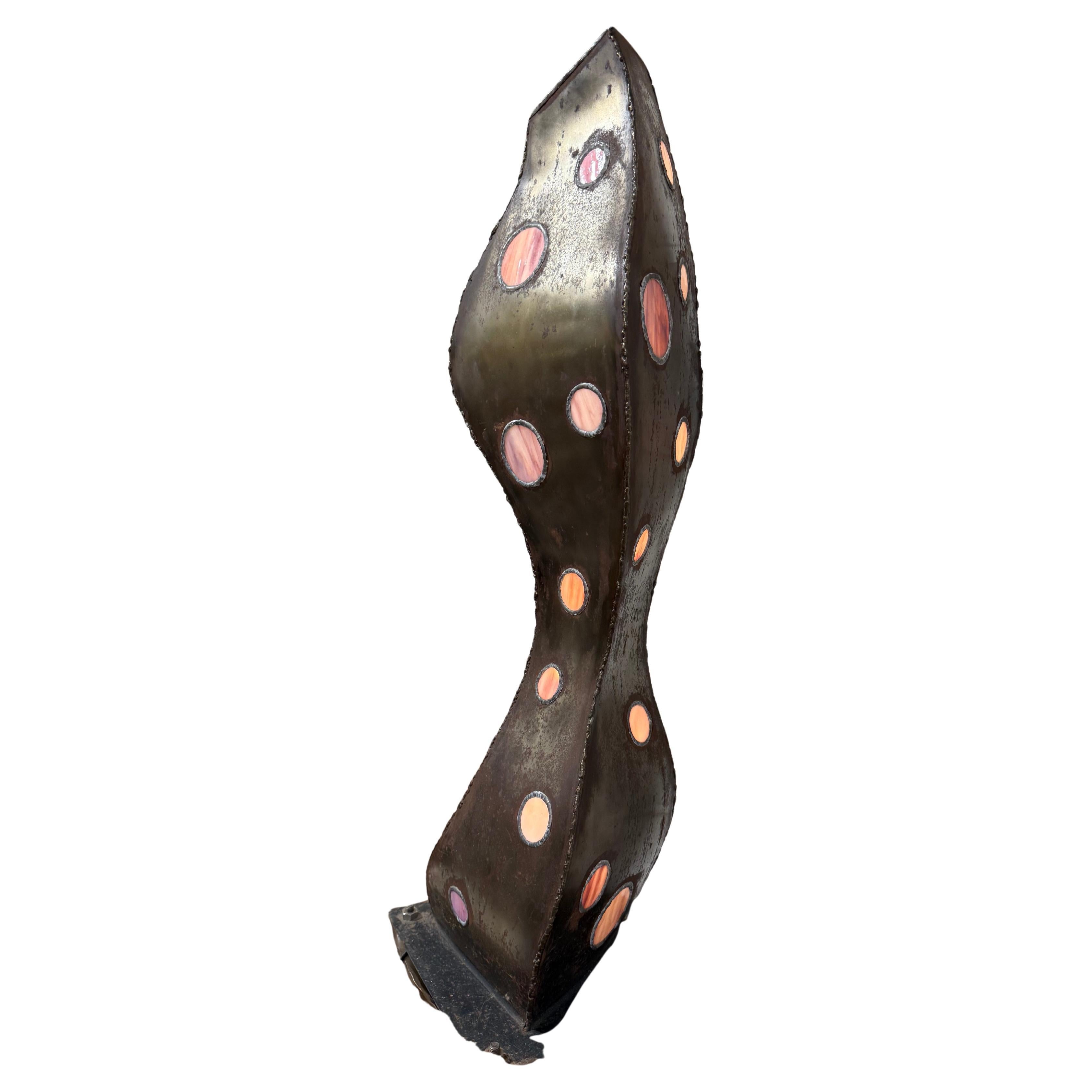 Lampe moderne en fer et en verre en vente