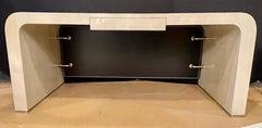 Modern Karl Springer Style Desk, Leather Back by Lorin Marsh