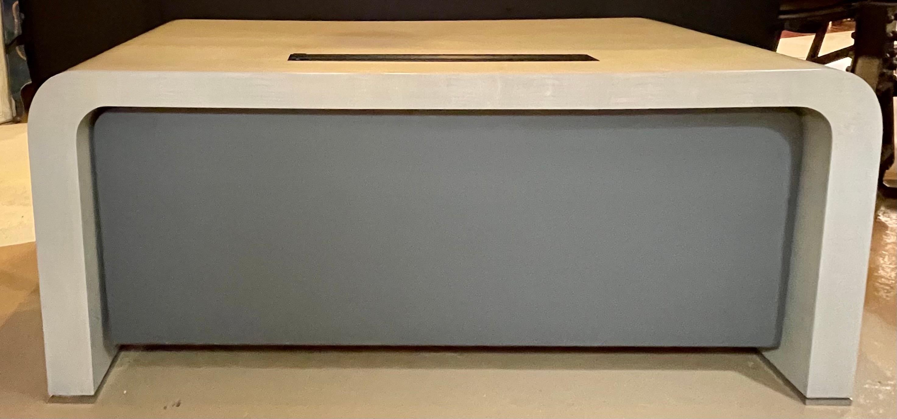 Modern Karl Springer Style Desk, Leather Back by Lorin Marsh In Good Condition In Stamford, CT