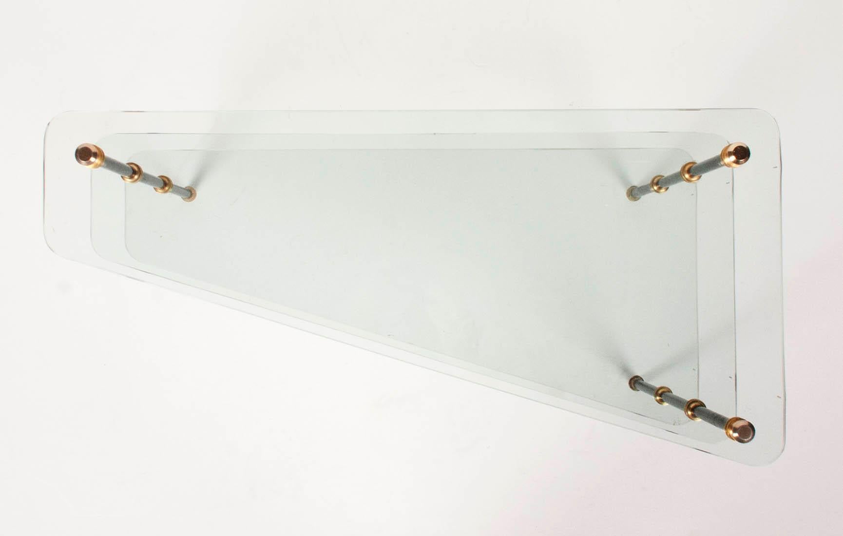 Modern Mid-20th Century French Design Table with Glass Shelves In Good Condition In Casteren, Noord-Brabant