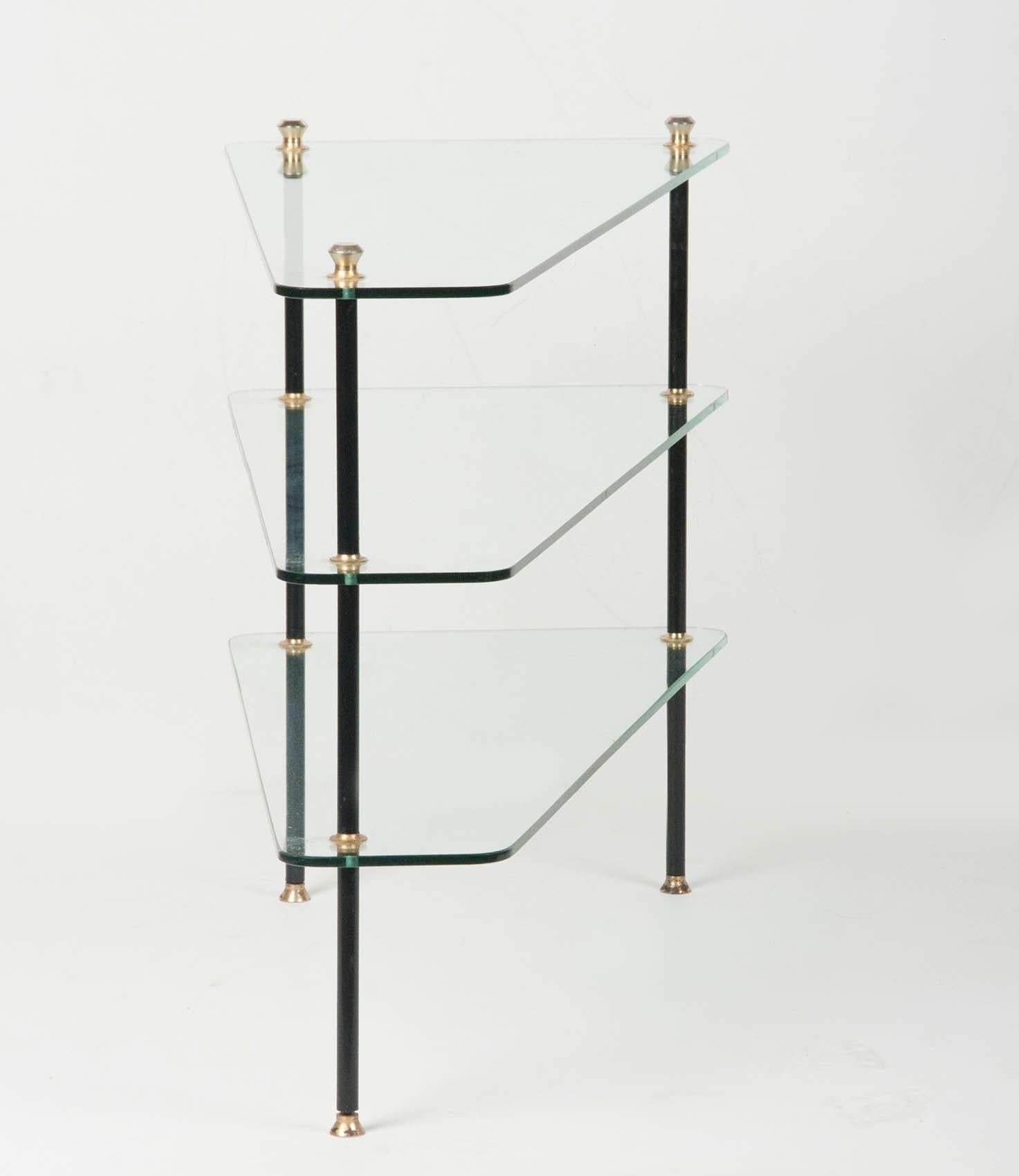 Modern Mid-20th Century French Design Table with Glass Shelves 1