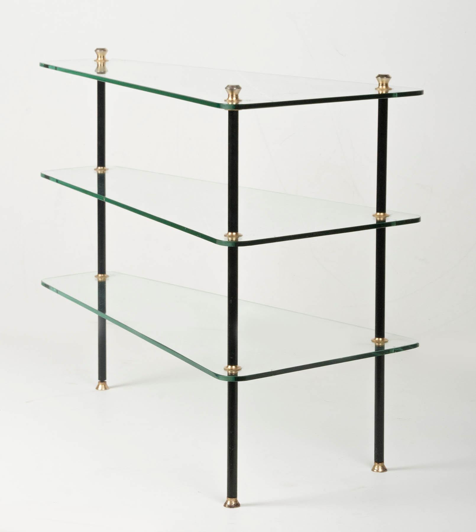 Modern Mid-20th Century French Design Table with Glass Shelves 3