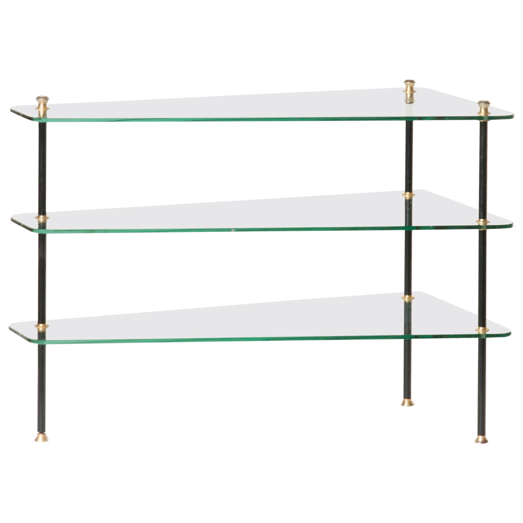Modern Mid-20th Century French Design Table with Glass Shelves
