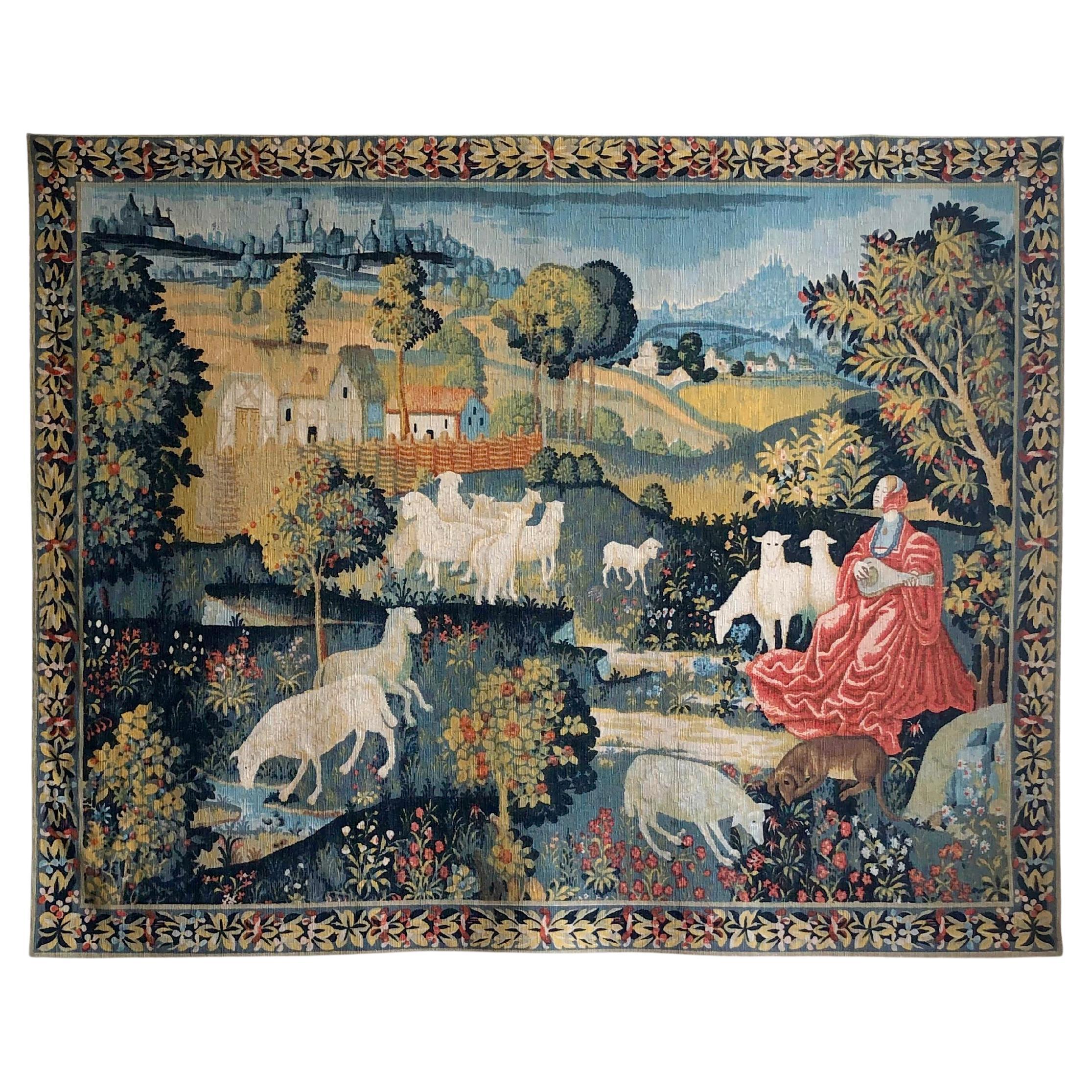 A MODERN & MIDDLE AGE AUBUSSON Tapestry by ROBERT FOUR, France 1950