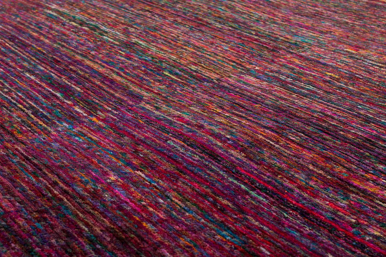 Nepalese Modern Multicolored Silk Area Rug by Carini