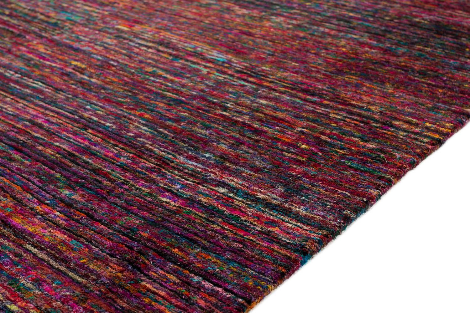 Hand-Knotted Modern Multicolored Silk Area Rug by Carini