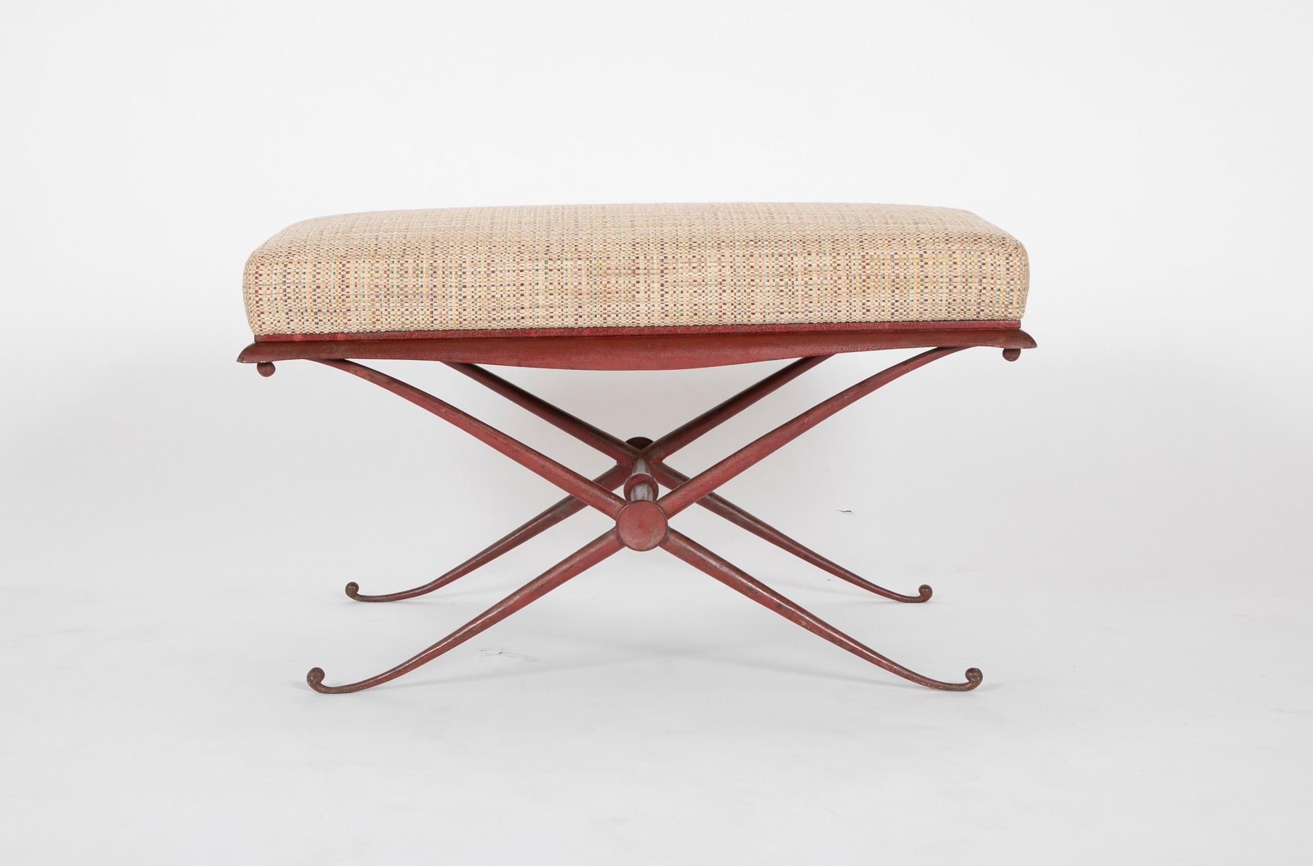 French Modern Polychrome Iron Bench in the Manner of Arbus