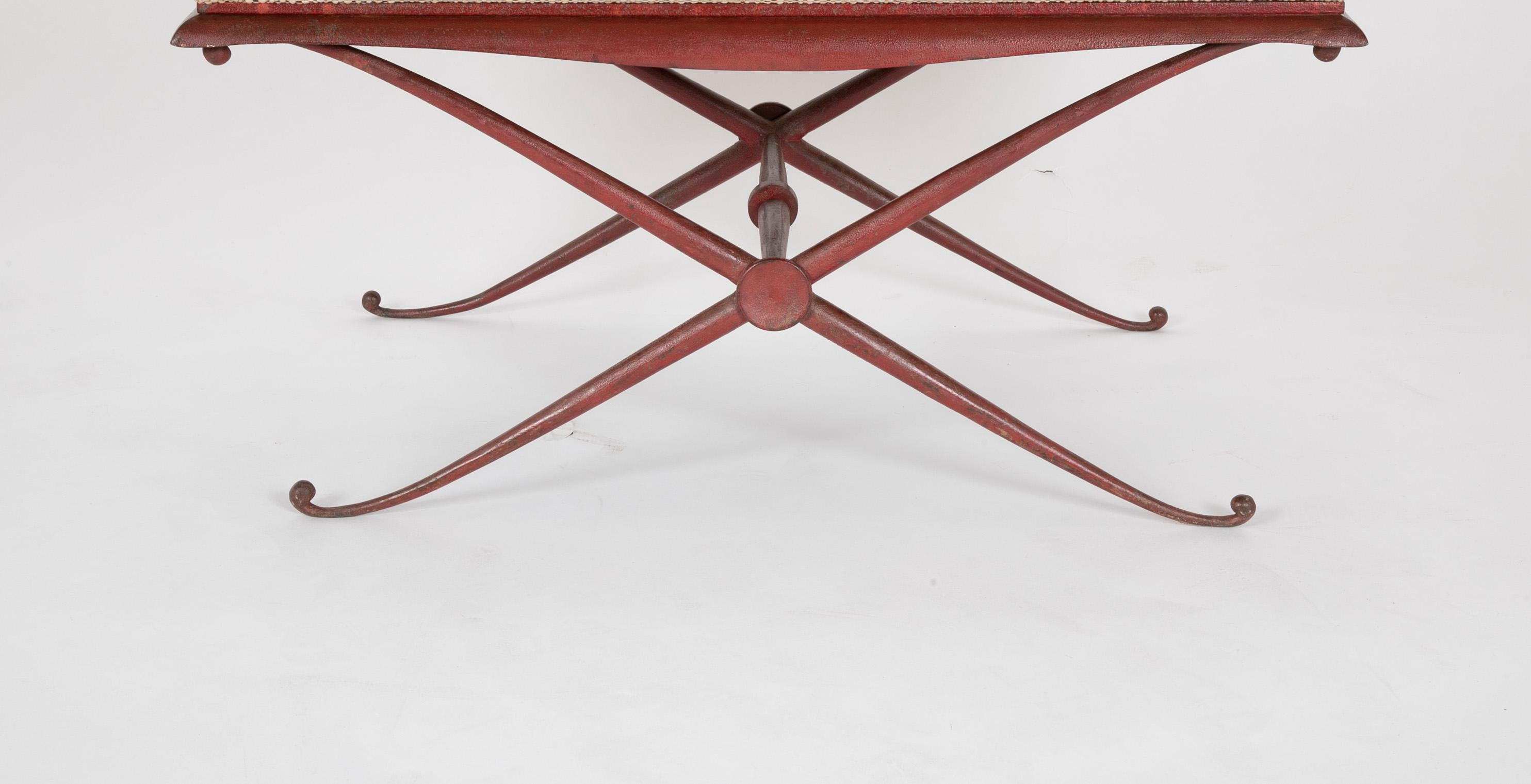 Modern Polychrome Iron Bench in the Manner of Arbus 1