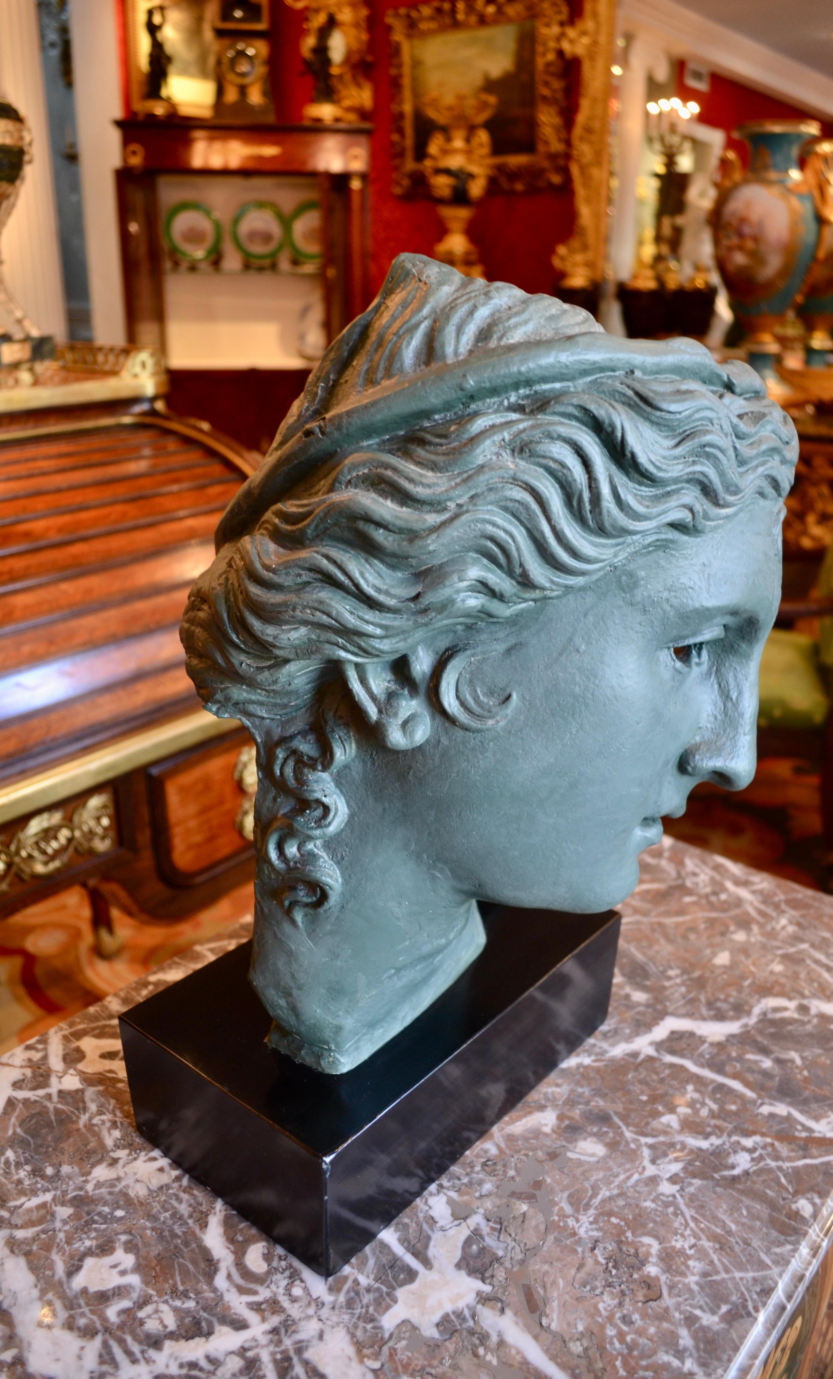 Hand-Crafted A Modern Stylised  Bronzed Resin Bust of Venus For Sale