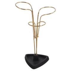 Modernistischer Umbrella Stand aus Messing und Gusseisen, um 1970.