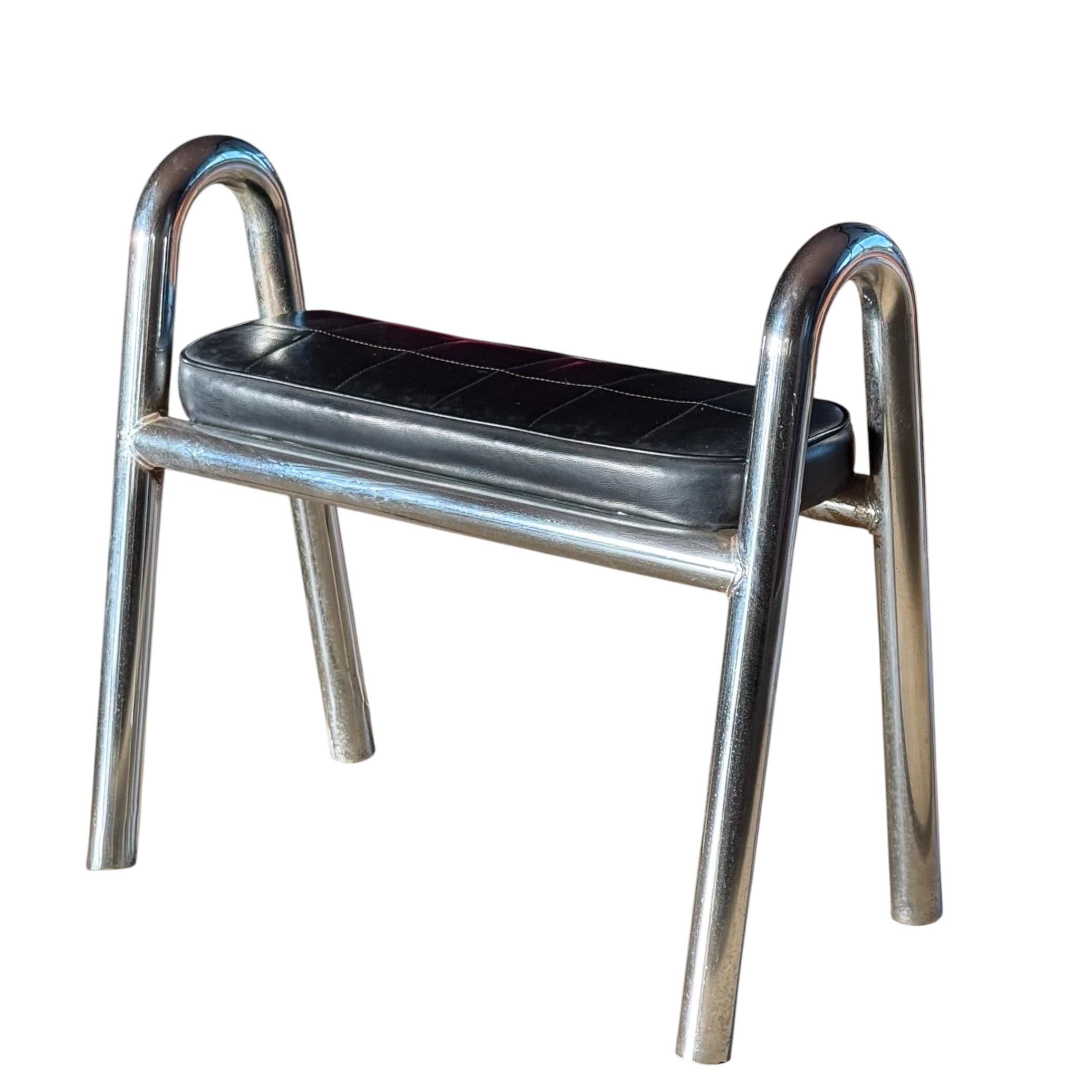 A modernist chrome bench, mid 20th century