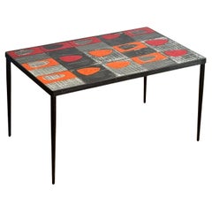 TAVOLO DA CAFFÈ MODERNISTA IN CERAMICA DI JEAN AND ROBERT CLOUTIER, Francia 1950