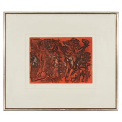 A modernist figural aquatint etching, signed by artist, framed, 20th century
