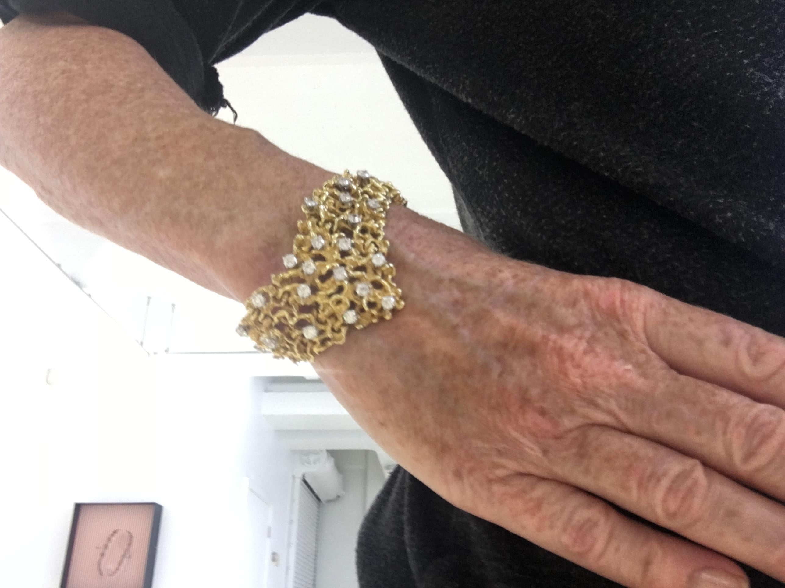 A Modernist Freeform Diamond and Gold Bracelet c1970 1