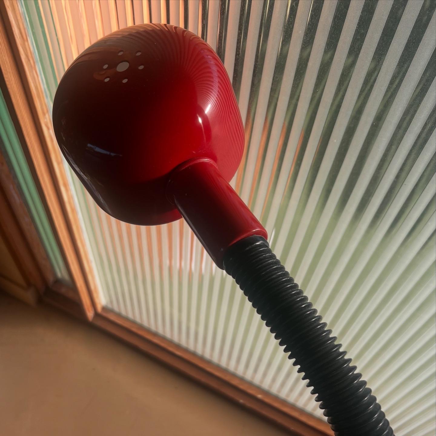 Mid-Century Modern A modernist gooseneck floor lamp in cherry red, mid 20th century For Sale