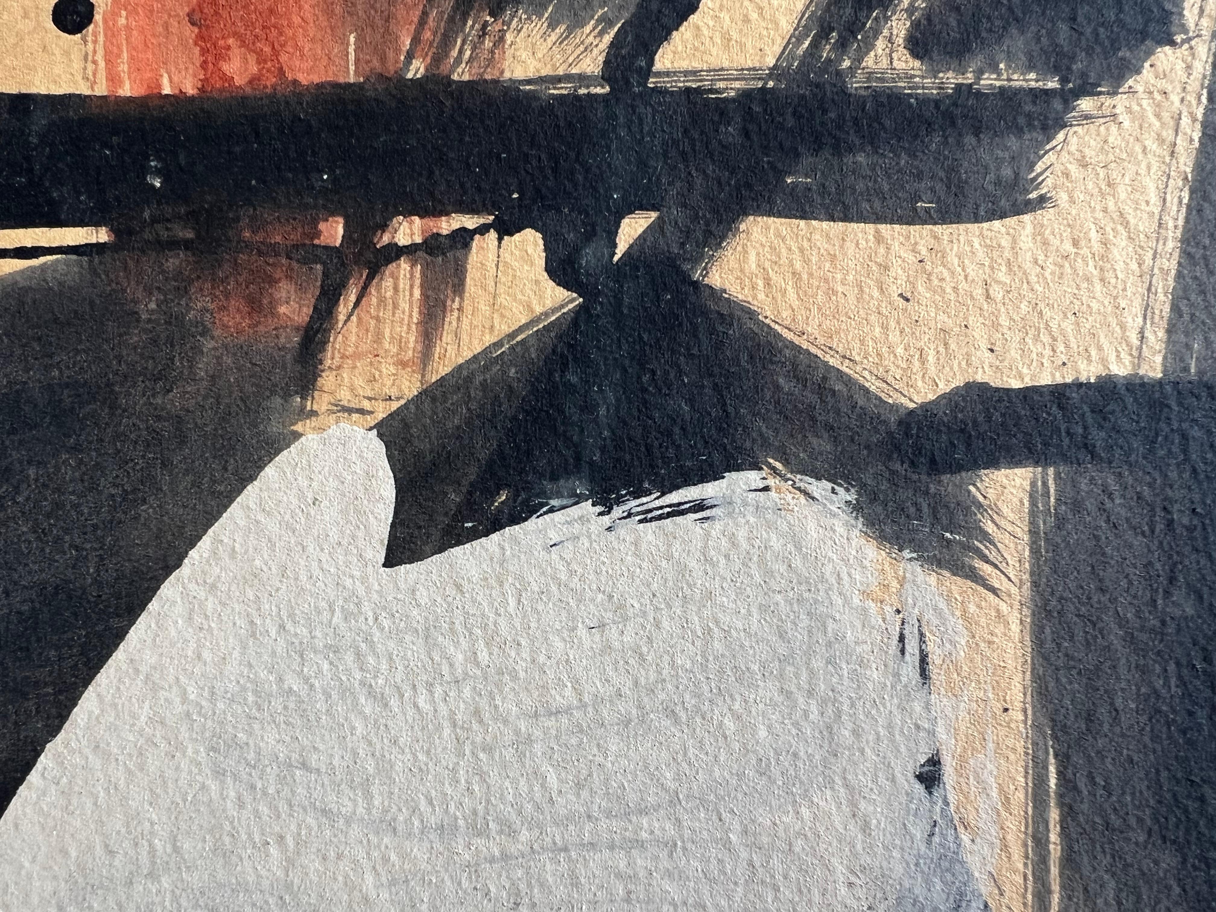 Un disegno modernista a inchiostro e guazzo di Vaclav Vytlacil, 1945 ca. in vendita 4