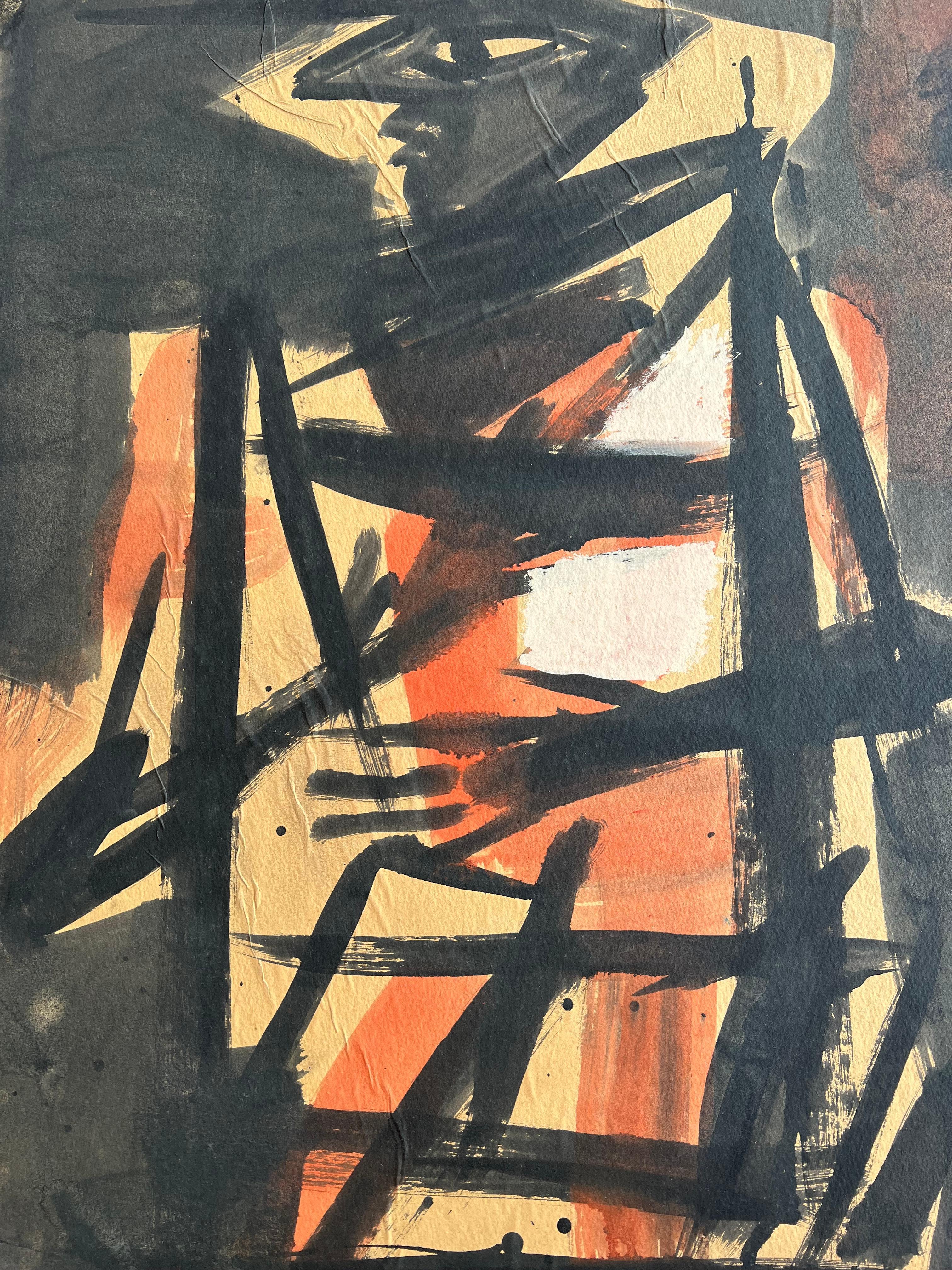 Metà XX secolo Un disegno modernista a inchiostro e guazzo di Vaclav Vytlacil, 1945 ca. in vendita