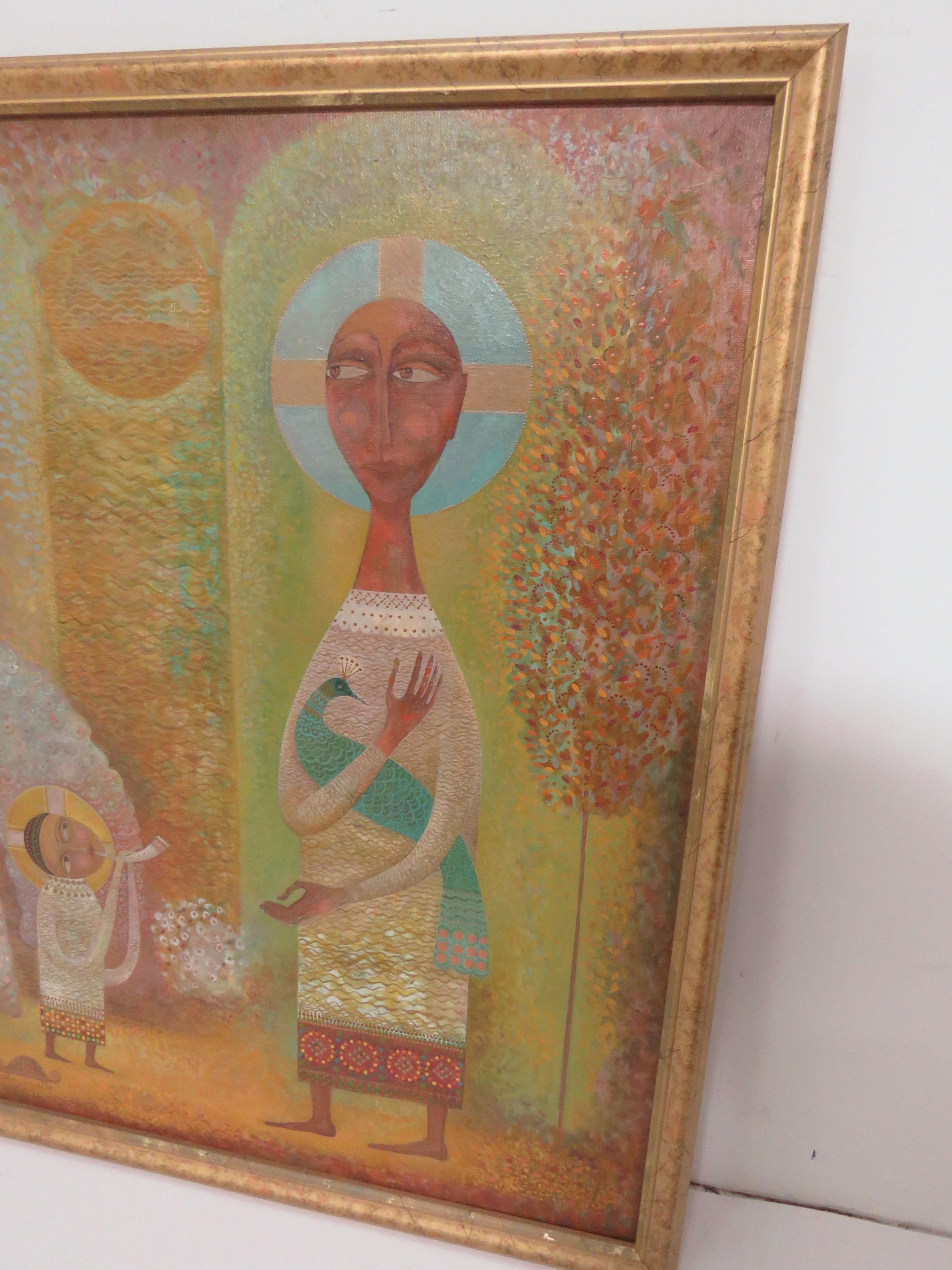 Late 20th Century A Modernist Inspired Fable Painting by Armenian Artist A. Mouradian