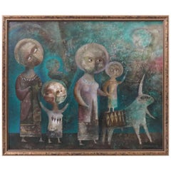 A Modernist Inspired Fable Painting by Armenian Artist A. Mouradian