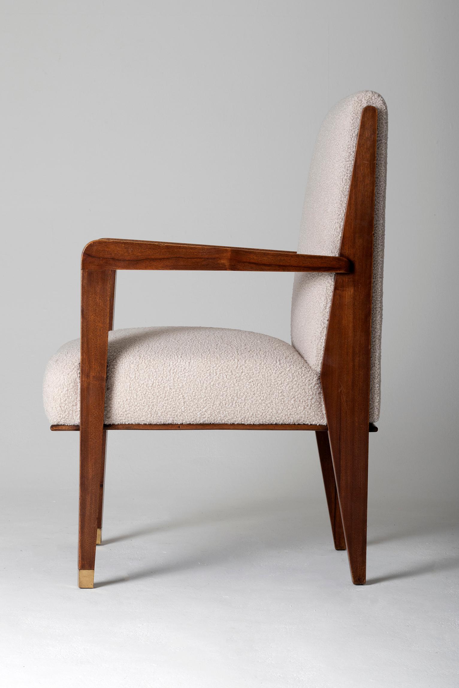 French Modernist Mahogany Armchair by Maurice Jallot