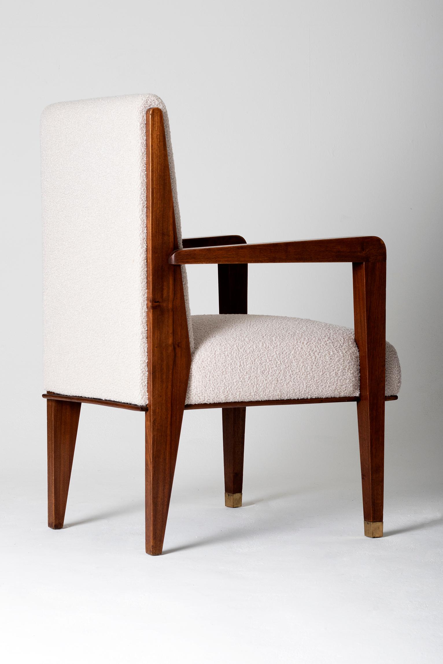 Modernist Mahogany Armchair by Maurice Jallot In Good Condition In London, GB