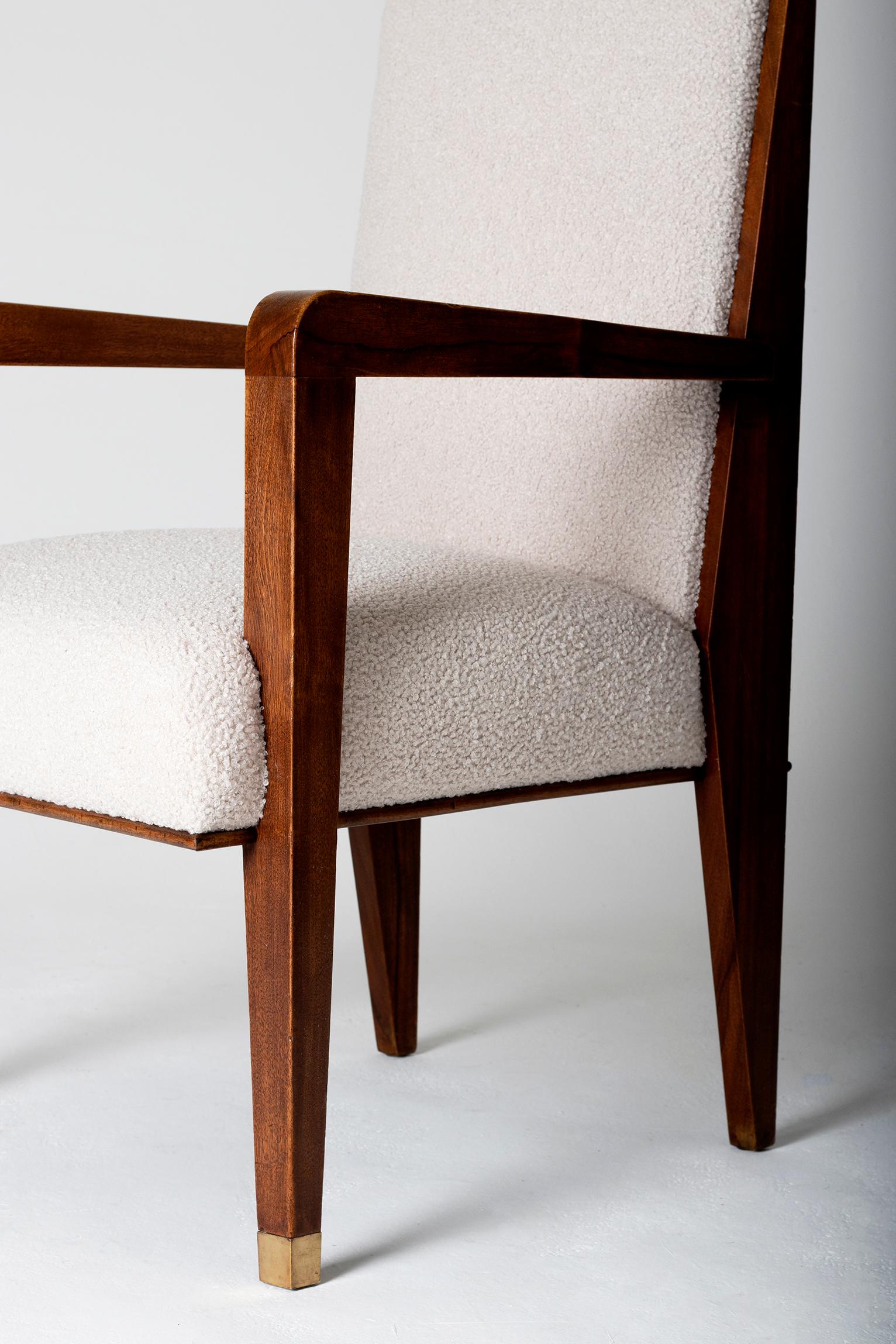 20th Century Modernist Mahogany Armchair by Maurice Jallot
