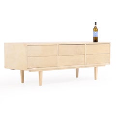 A Modernist Parchment-Covered, Six-Drawer Low Dresser or Console.