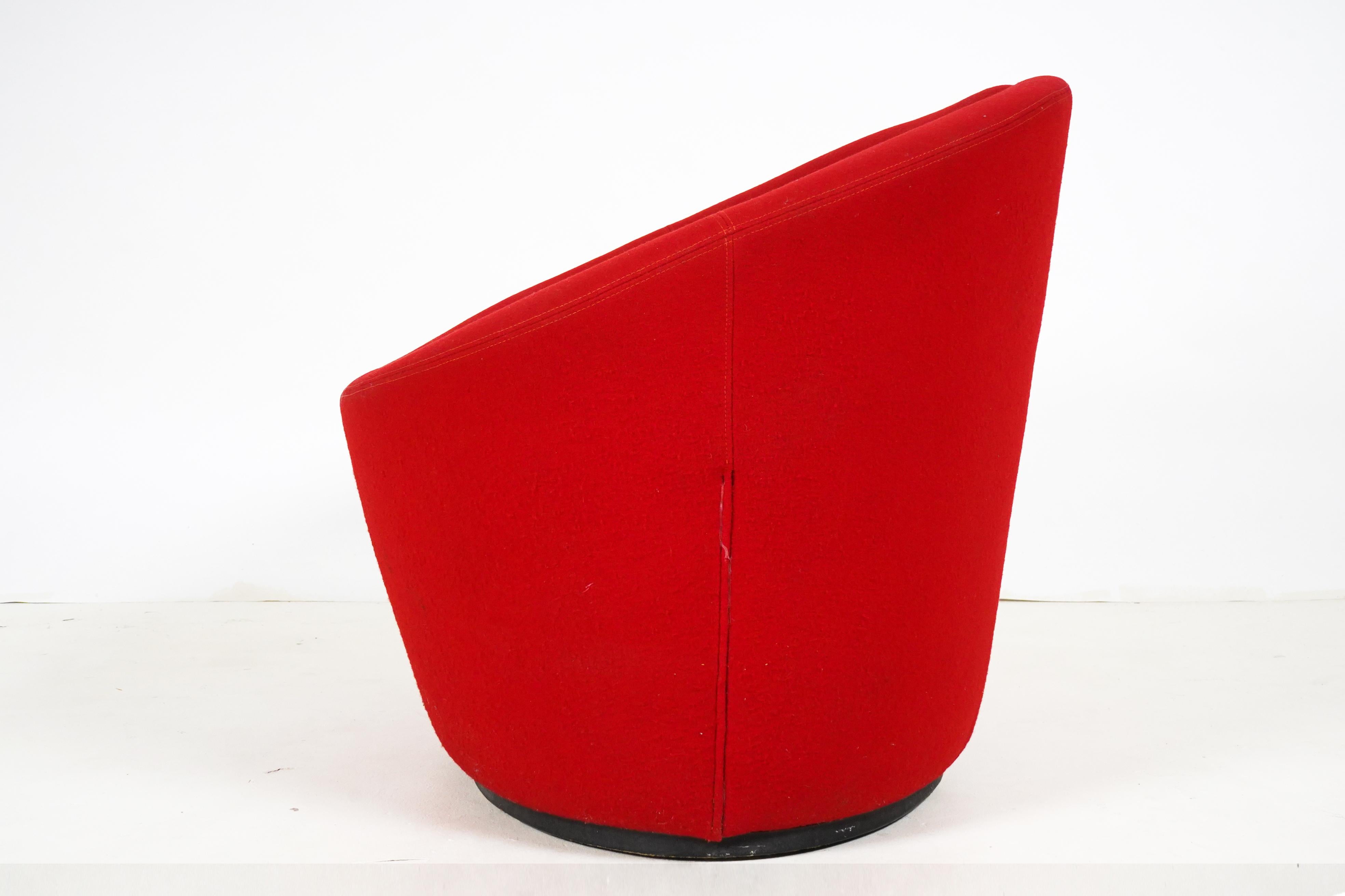 Danish Modernist Red Chair with Original Fabric For Sale