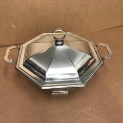 Modernist Silver Plated Octagonal Italian Soup Tureen, circa 1970