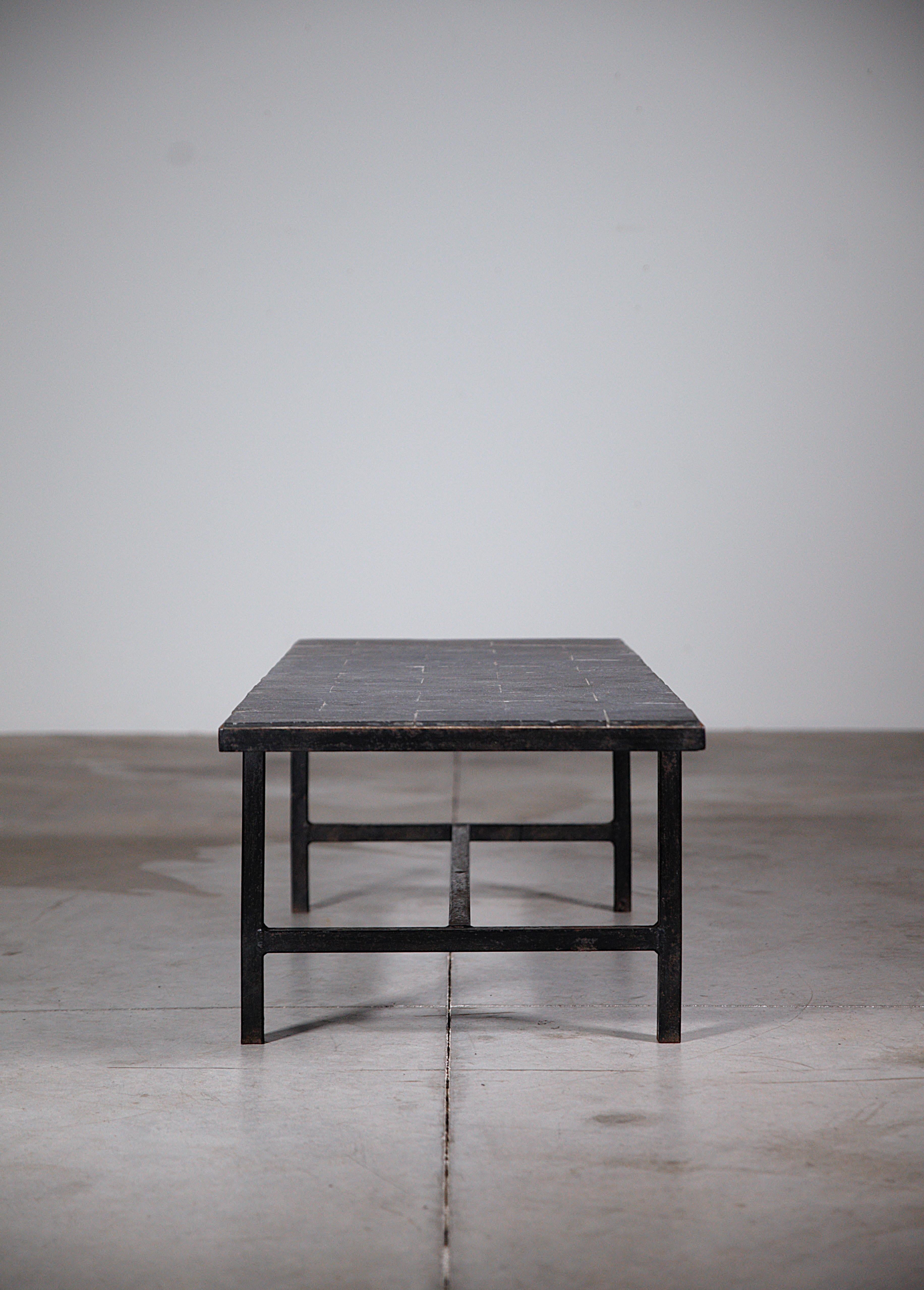 A Modernist Slate Stone Coffee Table France 1950's For Sale 8