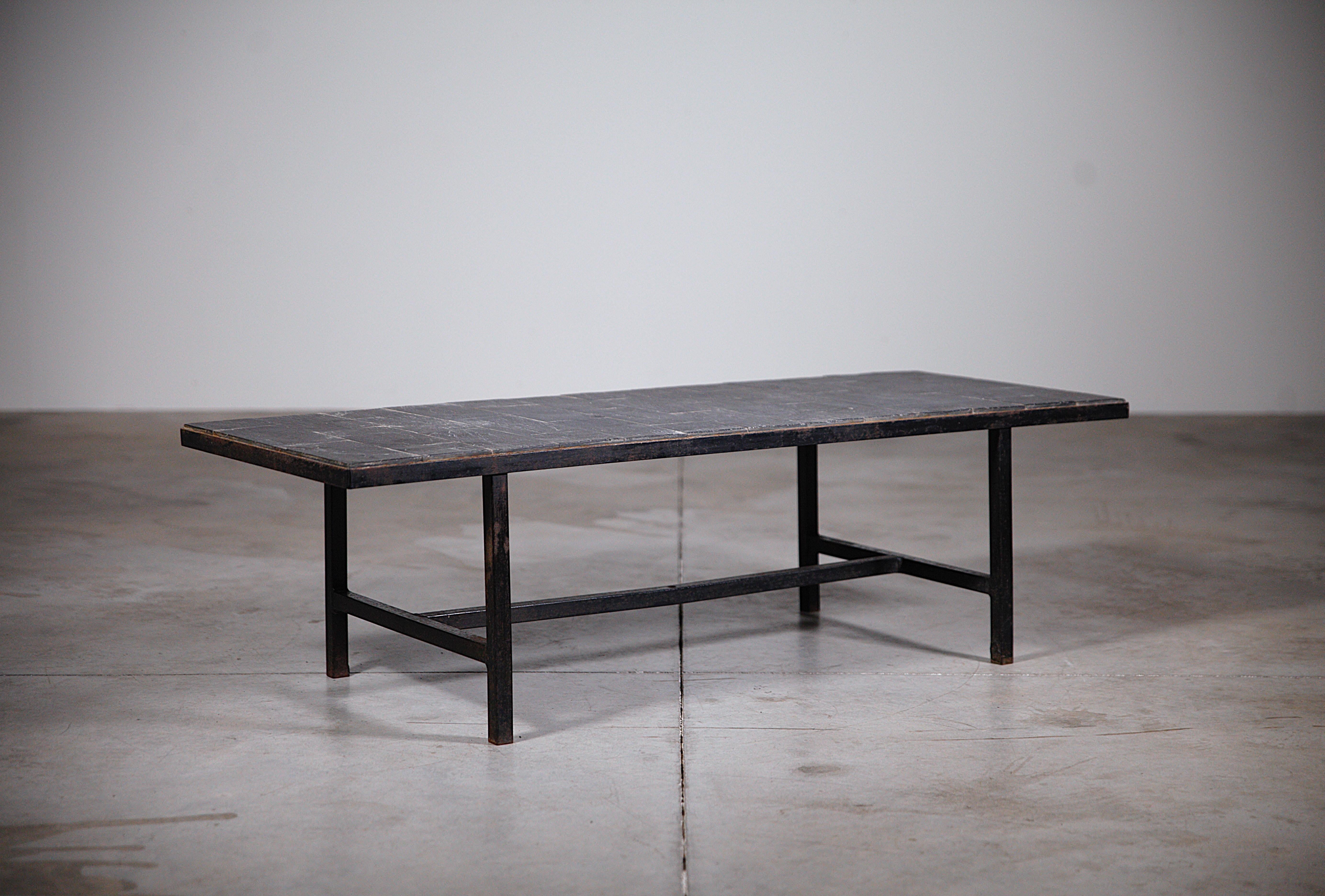 A Modernist Slate Stone Coffee Table France 1950's For Sale 1