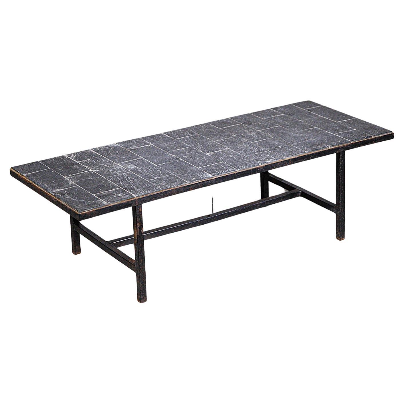 A Modernist Slate Stone Coffee Table France 1950's For Sale