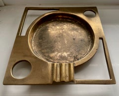 A modernist Solid Brass Sculpture / Ashtray, Mid-Century Italian