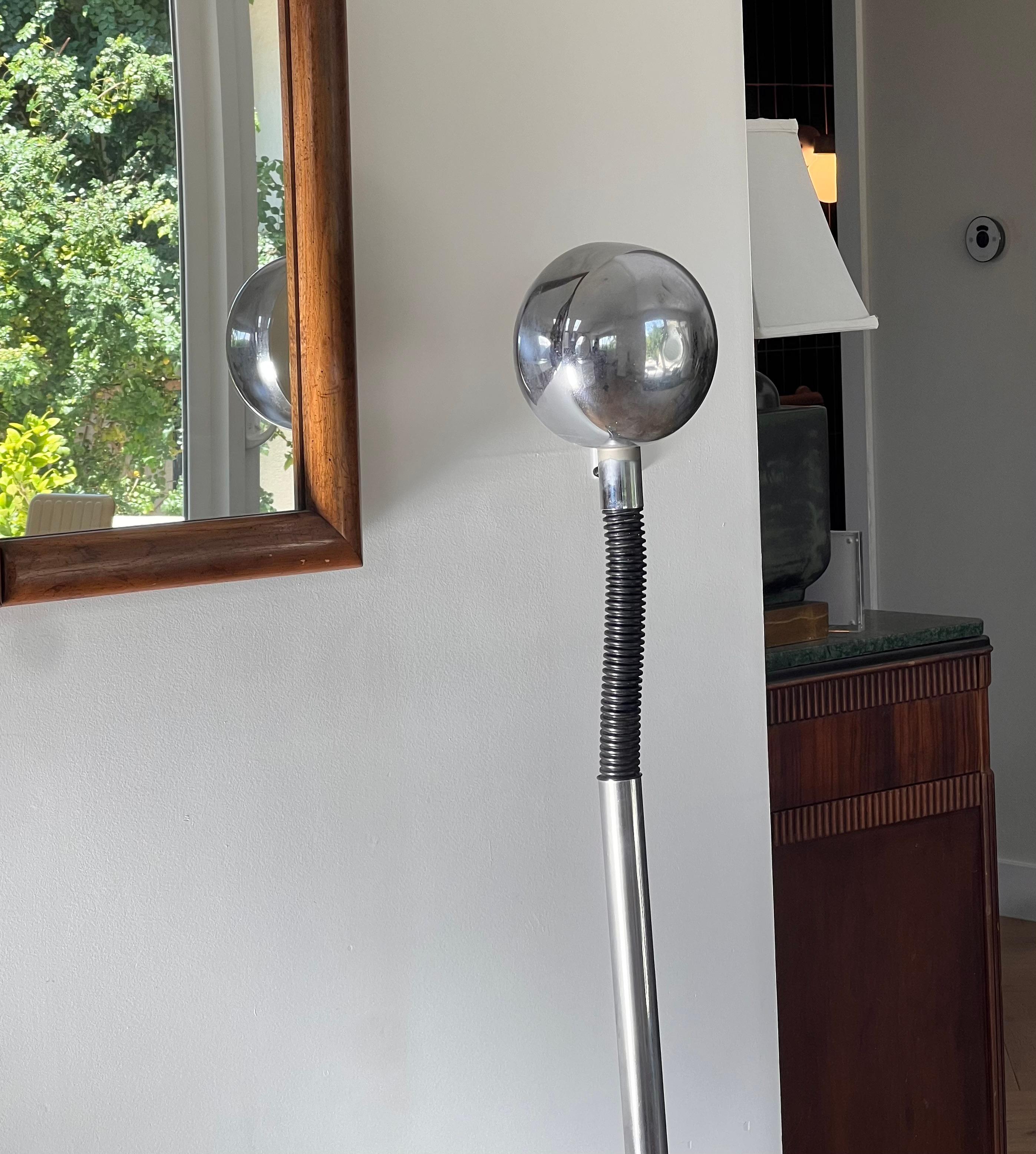 A modernist Sonneman style chrome and rubber gooseneck floor lamp, circa 1970 8